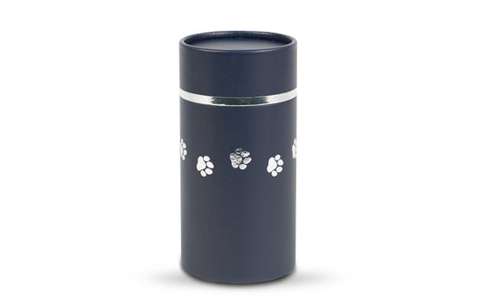 BLUE SCATTERING TUBE URN WITH PAW PRINTS  (URB023)