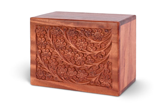 HAND-CARVED ROSEWOOD URN  (URW051)